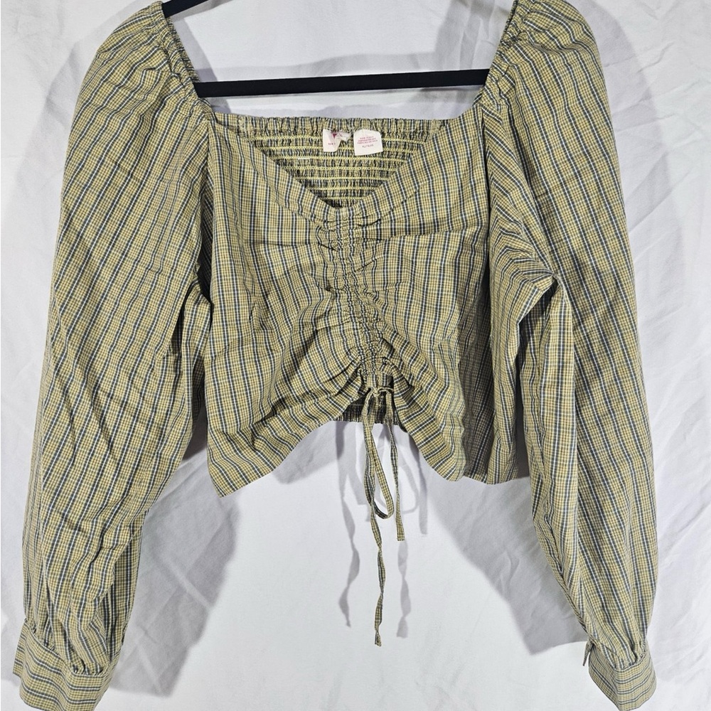 Chic Levi’s Plaid Drawstring Blouse